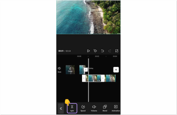 CapCut Video-editor gesplitst