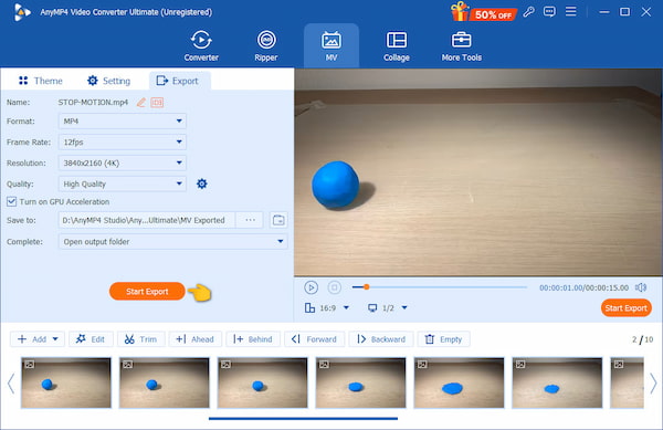 Export Final Stop Motion Animation