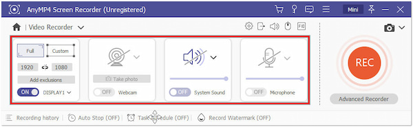 Definir configurações de gravação