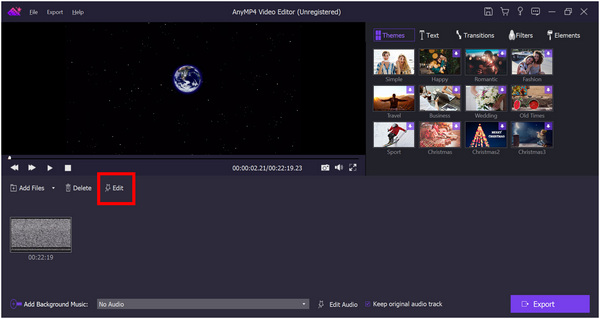 AnyMP4 Video Editor Szerkesztés lap