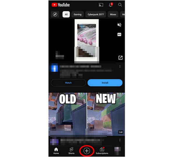 YouTube Create Button Existing