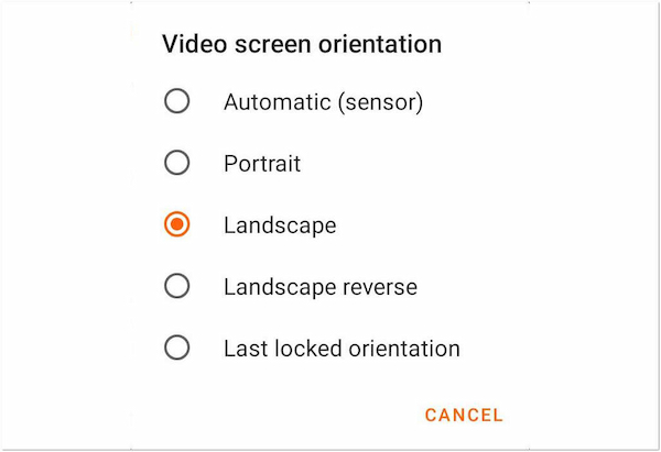 Orientacja Androida VLC Media Player