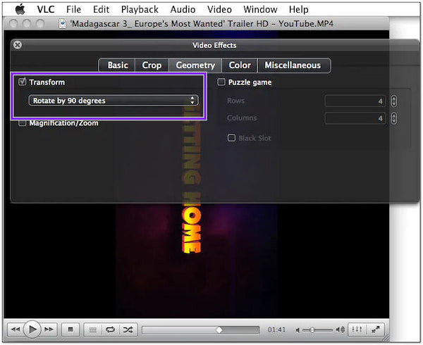 VLC Media Player Mac Transform