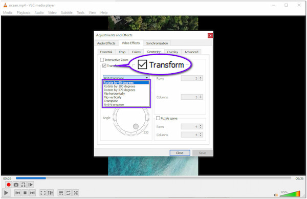 VLC Media Player Windows Transform
