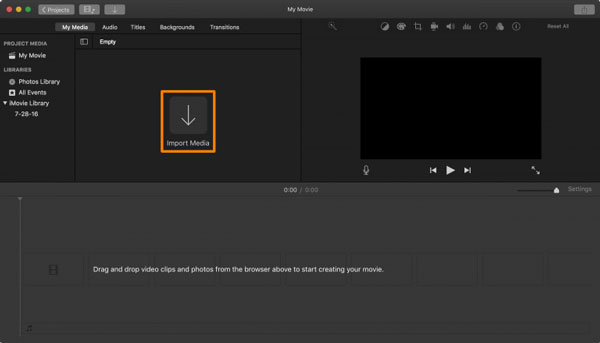 Importa file multimediali iMovie