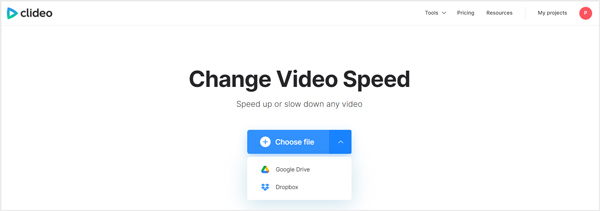 Clideo Change Video Speed ​​-sivusto