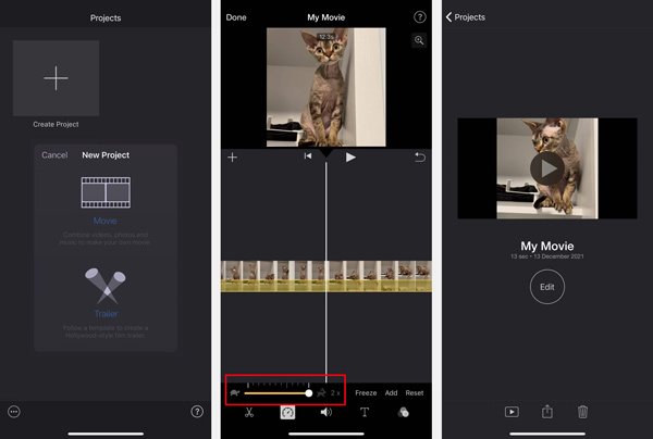 Zrychlete video na iPhone iMovie