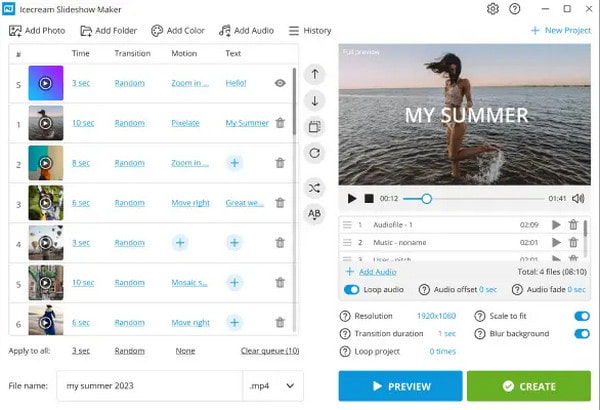 Icecream Slideshow Maker Interface
