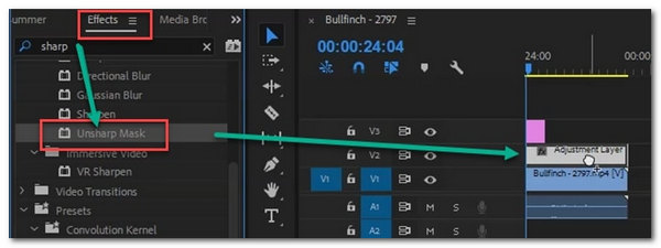 Drag UnsharpMask Timeline