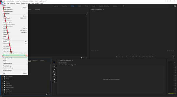 Premiere Pro Aggiungi file