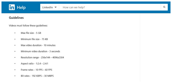 Linkedin Video Requirements