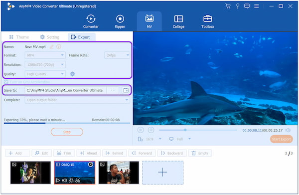 2. módszer AnyMP4 Video Converter Ultimate Export