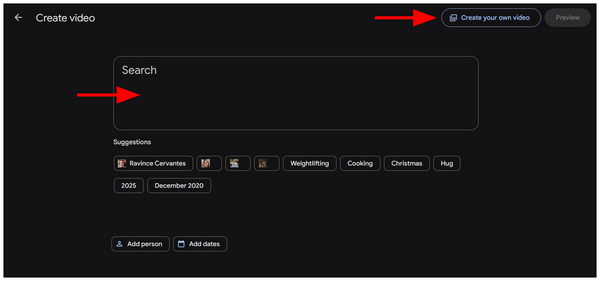 Google Photos Create Search