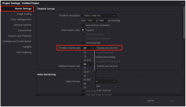 Specify Frame Rate