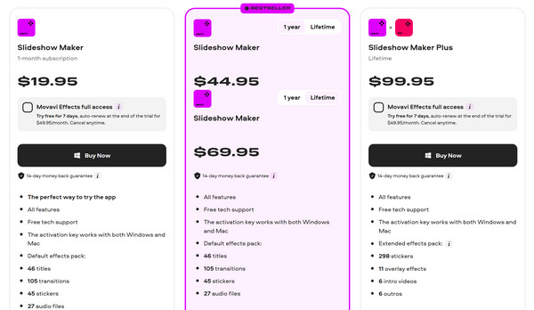 Movavi Slideshow Maker Pricing Plans
