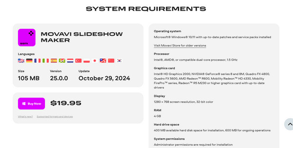 Movavi Slideshow Maker System Requirements