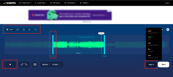 Upravit Trim Audio online zdarma 123APPS