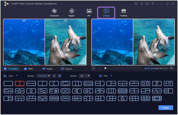 AnyMP4 Converter Ultimate Collage-tabblad