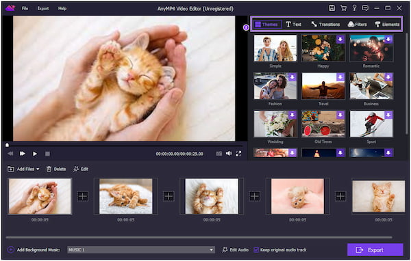 AnyMP4 Video Editor Overgang