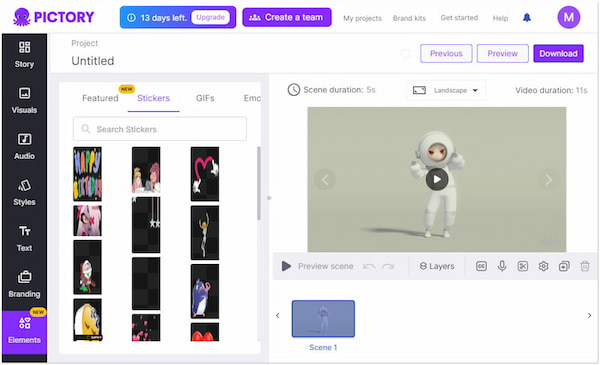 Pictory AI video creation with automated content generation.