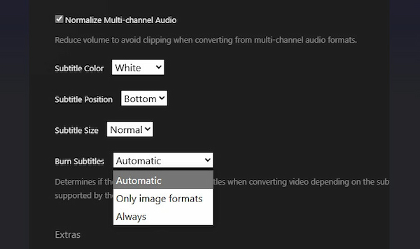 Adjust Burn Subtitle Settings