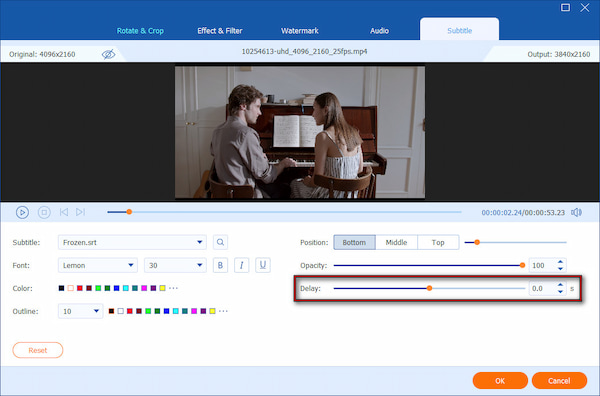Customize Delayed Subtitle