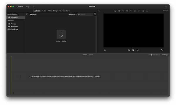 Cortar vídeo iMovie Importar mídia