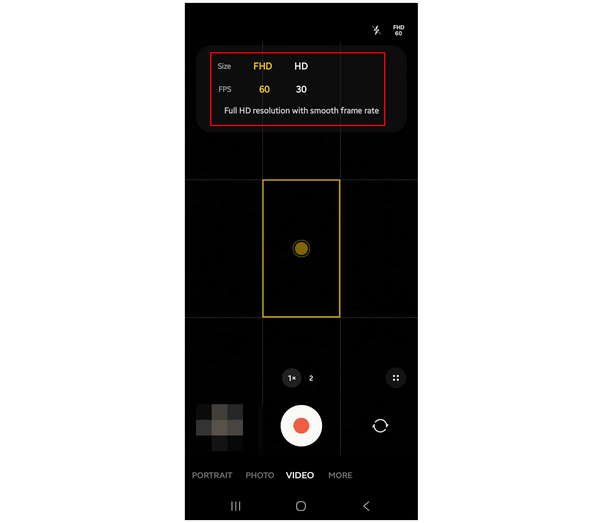 Samsung Camera Video Size