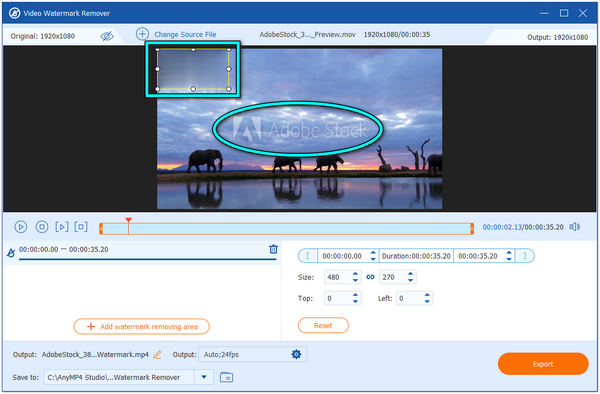 Remover a região do Adobe Stock Video AnyMP4