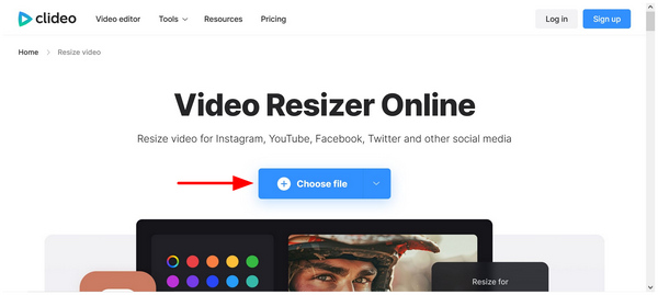 Clideo Video Resizer Choose File Button