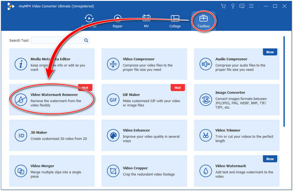 Usuń Filmora Watermark AnyMP4 Toolbox