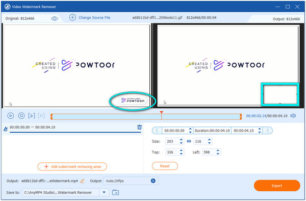 Powtoon Filigranını Kaldır AnyMP4 Dışa Aktarma