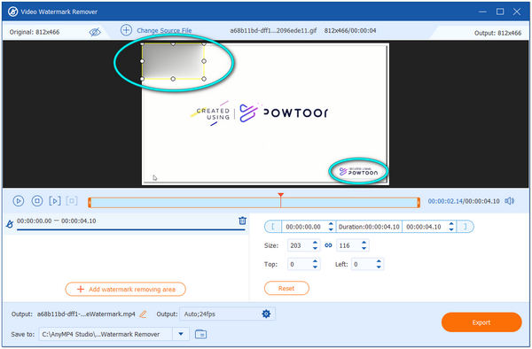 刪除 Powtoon 水印 AnyMP4 區域