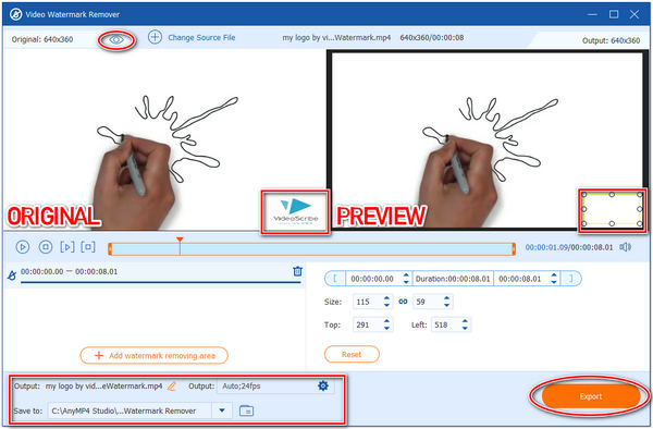 Rimuovere l'esportazione del logo Videoscribe