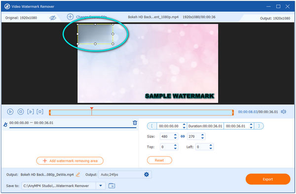Odstraňte vodoznak z oblasti Biteable Video AnyMP4