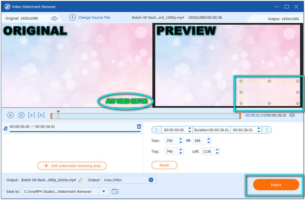 Odebrat vodoznak z AVS Video Editor Export