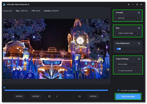 AVLABS Video Enhancer AI előkelő videó