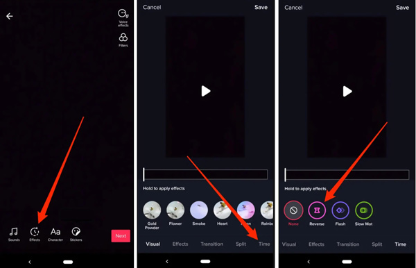 Colocar um vídeo ao contrário no TikTok