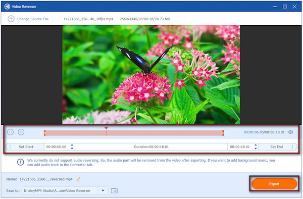 Export Reversed Youtube Video