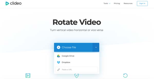 Add video to Rotate Clideo
