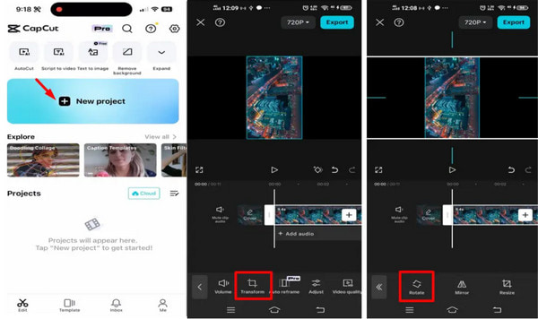 Capcut Mobile App Rotate Video