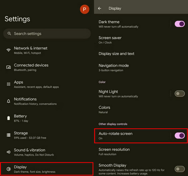 Enable Auto Rotate Screen Mobile