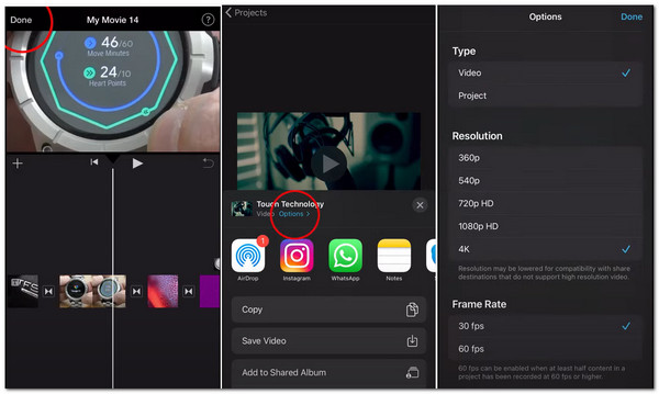 iMovie iOS Resolutie instellen