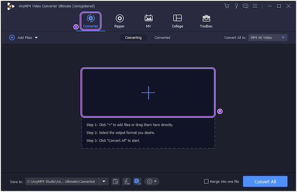 Cortar Dimensão de Vídeo AnyMP4 Converter