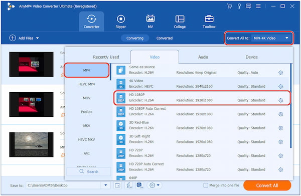 Select Appropriate Format and Codec