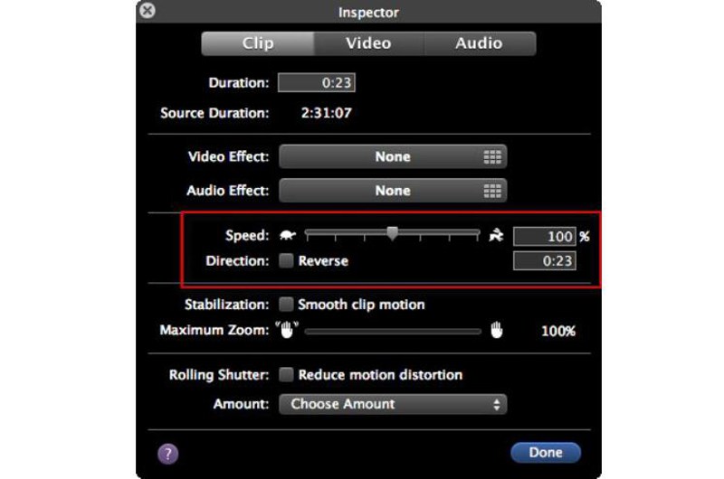 Acelere um vídeo no iMovie