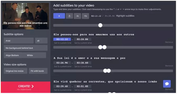 Kapwing Subtitle Editor