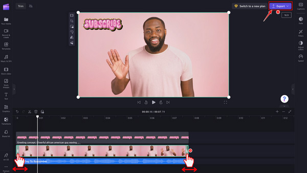 Cortar vídeo com Clipchamp