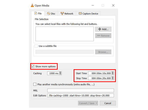 VLC Show More Options