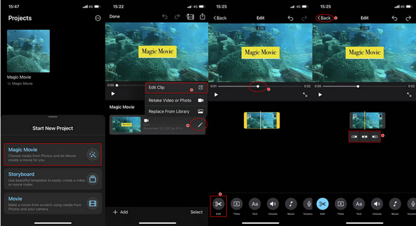 Klipek vágása az iMovie alkalmazásban iPhone-on